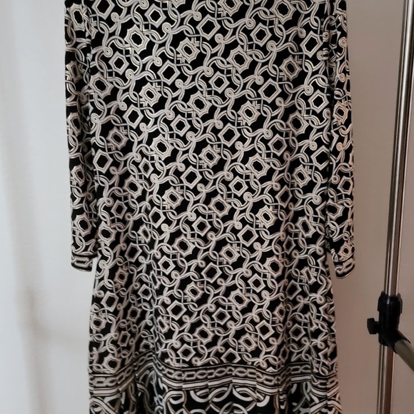 WHBM Black/Gold/White Metallic Midi Dress Embellished w/ Rhinestones. Size L - Picture 3 of 11